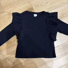 ZARA KIDZ黒 フリル付き長袖カットソー 130
