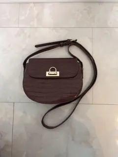 ブラウン クロコダイル風 ショルダーバッグ