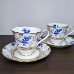大倉陶園 カップ＆ソーサー 金彩ハンドル 青絵 花柄 OKURA 花喰鳥 麒麟 