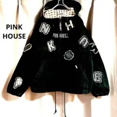 PINK HOUSE チェックロゴフリルパッチワークブルゾン 大きいサイズ