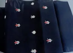 正絹・夏用名古屋帯・黒地にチューリップ