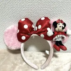 ミニー　カチューシャ　ぬいぐるみ ピンク　リボン　ドット　ラメ　ディズニー　廃盤