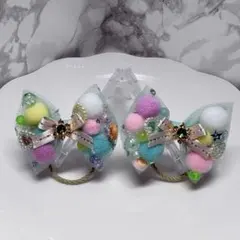 350✾︎ ハンドメイド ヘアゴム2個セット 22㎜くるみボタン リバティ