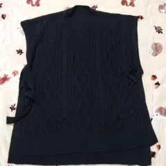 ブラック ケーブルニット ノースリーブ トップス ニットベスト