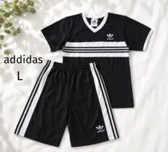 【アディダス】美品✨セットアップ上下 銀タグ 黒半袖 Tシャツ ハーフパンツ L