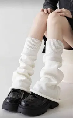 【レッグウォーマー】ホワイト 原宿系 制服 コスプレ ルーズソックス 地雷系