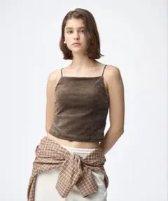 GU ブラフィールベロアクロップドキャミソール　L