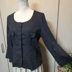 特別お値下❗PASSIONE 麻混イタリア生地 ノーカラージャケット