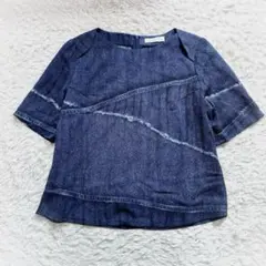 ADORE アドーア デニムブラウス 袖フリル フレアスリーブ インディゴ 