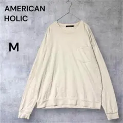 アメリカンホリック 長袖 Tシャツ M アイボリー ロンT ポケット付き
