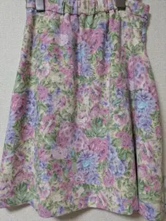 クチュールブローチ　花柄フレアスカートフラワープリント フレアスカート