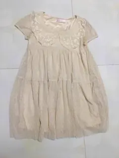 クリーム色ドット柄ワンピース