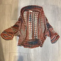 Hamanakaレース編み　カーディガン　暖色　夏　編み物