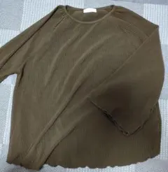 み*中様 しまむらゆみさん リブ編み ブラウン 五分袖 トップス