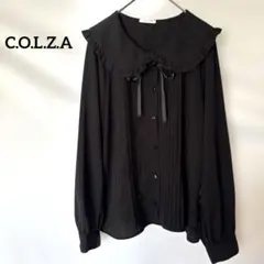 ♦︎COLZA フリルシャツ L ブラック　カジュアル　シンプル　トップス