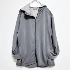 グレー フルジップ フード付きパーカー【M】無地 ワンポイント ストレッチ