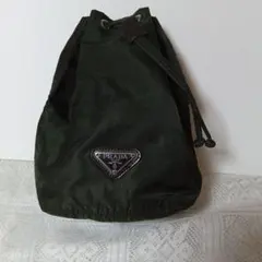 K*y様 PRADA プラダ　ナイロン巾着ポーチ 美品　モスグリーン　USED