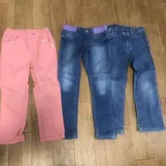 100 3本セット H&M他 ボトムス デニム ストレッチ 女児 98 保育園