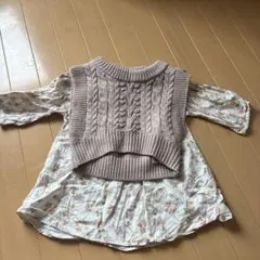 petit main 花柄ケーブル編みワンピース 80