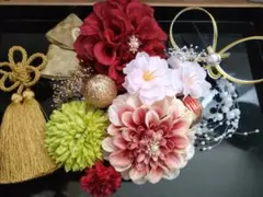 和装振袖打掛成人式卒業式結婚式等に髪飾りセット　レッド