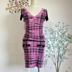 MARS ピンクチェックニット　セットアップ　y2k