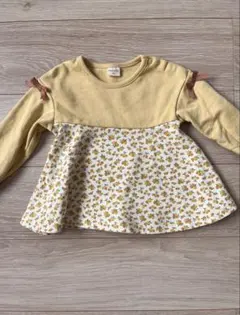 SIMPLE FREE 花柄長袖カットソー 黄色 95cm