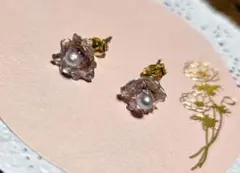 【No.24】ハンドメイドピアス　桜　ピンク　小ぶり　一粒