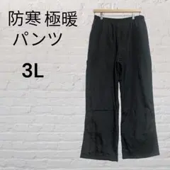 中綿入り イージーパンツ 3L 裏起毛 防寒 黒 大きいサイズ ウエストゴム