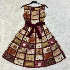 Jane Marple ブリティッシュチョコレートバースクエアドレス 総柄 Mのサムネイル