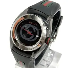 稼働/付属品付】GUCCI 腕時計 シンク ラバーベルト シェリーライン 青