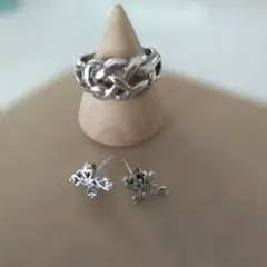 【美品】シルバー925 ★デザインリング&ピアス★セット