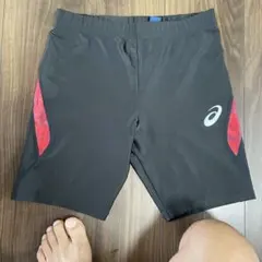 asics アシックス 陸上競技 ショートタイツ メンズL 黒×赤 部活