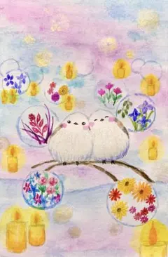 momorin冬の風景 水彩画 雪だるまと小鳥　値段は※900円です momorin様専用冬の風景 水彩画 冬の街並み 値段は※900円です - メルカリ