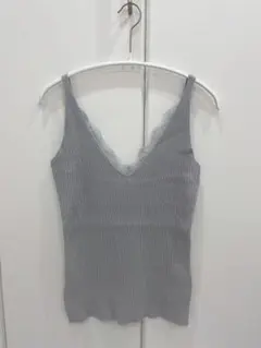 ２点　タンクトップ ニットキャミソール　リブニット　リブ　サマーニット　レース