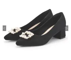 GRL 22.5cm パールバックルポインテッドトゥパンプス[fa032]