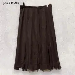 ジェーンモア プリーツスカート M ブラウン シフォン 膝丈 裏地あり フレアのサムネイル