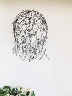 ワイヤーアート　桜ライオン　サクライオン　Lion