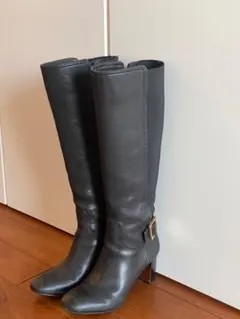 【Tory Burch】トリーバーチ　黒レザー 　ロングブーツ ヒール6cm