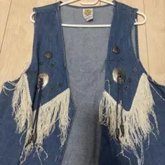 デニムフリンジベスト