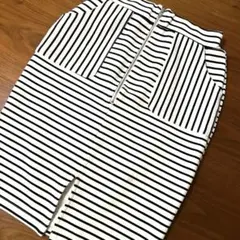 ストライプ タイトスカート 白黒　モノクロ