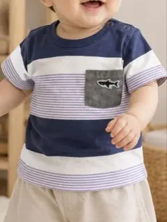 BEBE べべ　 ボーダー Tシャツ 80cm サメ ポケットのサムネイル