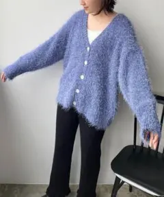 LOWRYSFARM ラメシャギーカーディガン Vネック 1 美品