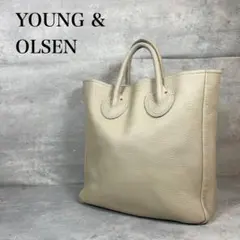 YOUNG&OLSEN エンボスレザートート M 本革 ベージュ A4 大容量