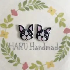 【ブルドッグ】　ピアス　イヤリング　犬　ペット　動物　アニマル　ハンドメイド