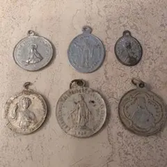 【6枚セット】ヴィンテージ 宗教 メダイ アルミニウム製 カトリック フランス