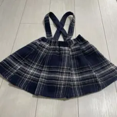 petit main サスペンダー付きスカート 90cm ネイビー系チェック