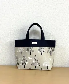 ハンドメイドミニトートバッグ【ツリー柄】