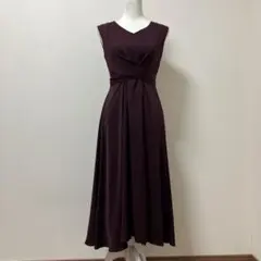 ドレスデコ　ロングワンピース　ボルドー　ノースリーブ　結婚式　二次会　大人