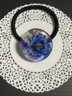 天然石とドライフラワーレジンネックレス チルクォーツ 天然石レジン