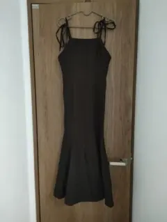 キャミワンピース ダークブラウン フレア